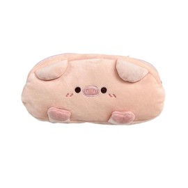 wowjimi Pen Bag, Pink Hair Piglet Pen Case, Large Capacity, Cute Plush Piglet, Stationery Storage Bag, Pen Case, For Students, Present, Cute, Convenient to Carry, Pink, Cute