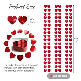 Kuailaihai 10pcs Red Love Heart Hanging Garlands Decorations for Birthday Valentine’s Day Wedding Party Graduation Bridal Shower Decorations (131ft in Total)