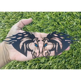 Badge Addictz Stallion Emblem Badges Matte Black 2 W Light Blue Eyes EMBLEM Horse Fender New