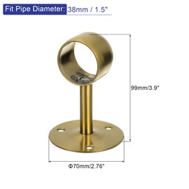sourcing map 4 Pcs 1.5 Inch Curtain Rod Holder, Ceiling Mount Pipe Flange Socket, Stainless Steel Closet Rod Bracket with Screws, Gold