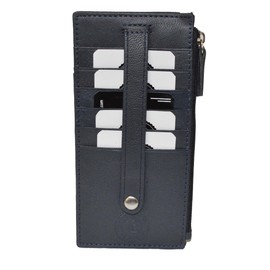 Leatherboss - portafolios con tarjetero y correa de protección para tarjetas, Azul marino, 6.3/4" x 3.3/8"