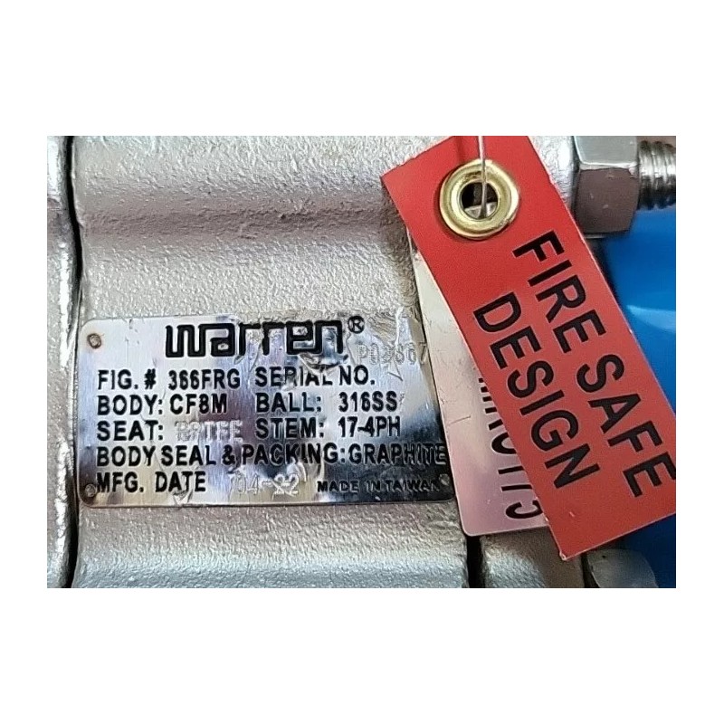 Warren 1" Warren Fig# 366FRG 316SS Socket Weld 2000WOG 3