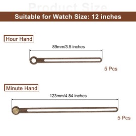 uxcell 5 Set Wooden Clock Hands Only,Walnut Wood Clock Hands Clock Kit for Clock DIY Repair Part Replacement Fit for 12 Inch Wall Clock, 4.84 Inches