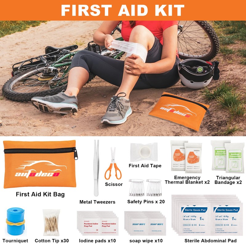 AUTODECO 131 Pieces Car Emergency Safety Kit Bag with Air