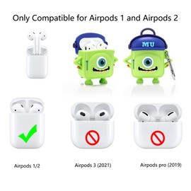 Case for Airpods 1 and Airpods 2, Suublg Silicone Airpod Charging Case Protective Covers with 3D Shoulder Bag Backpack Design, with Keychain