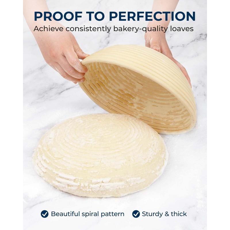 Lorzon Banneton Bread Proofing Baskets Set of 2, 10" Round