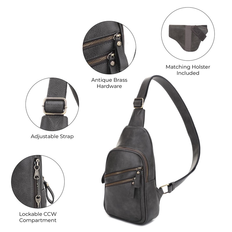 JESSIE & JAMES Jeannie Unisex Multi-Pocket Concealed Carry Sling Bag