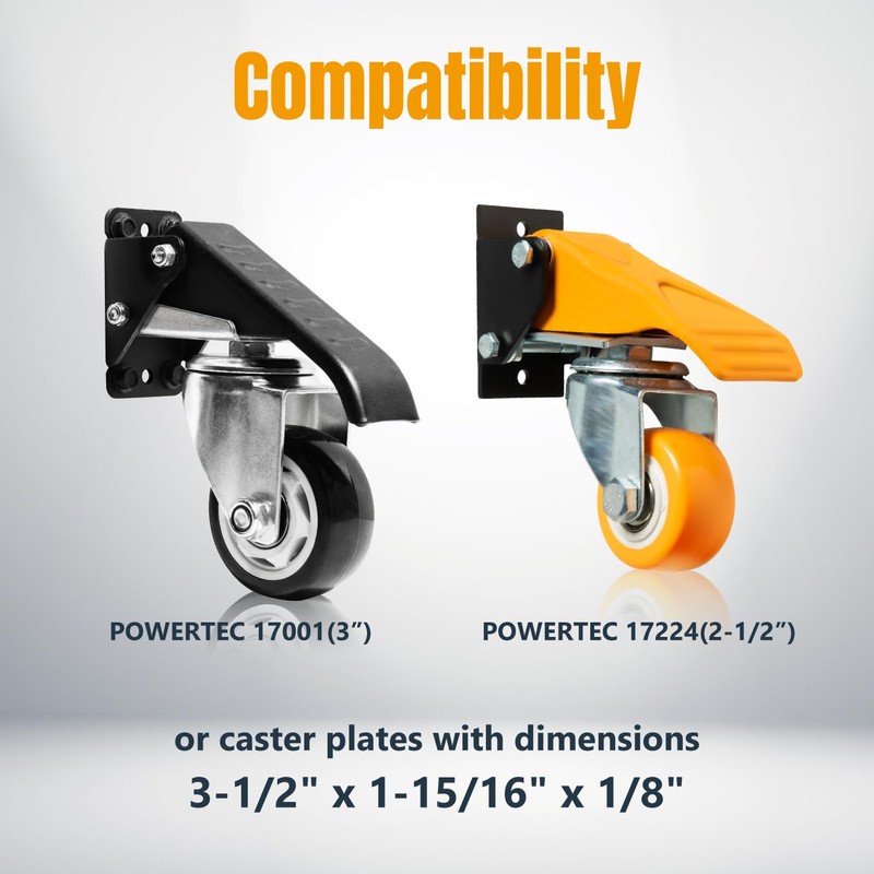 POWERTEC 71132 Quick-Release Workbench Caster Plates, 4-Pack