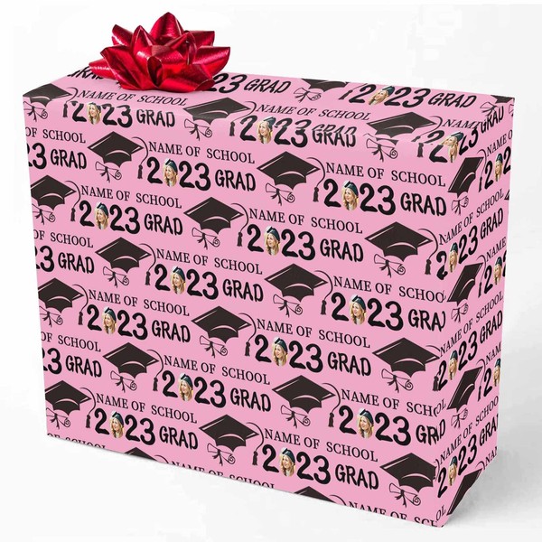 Personalized Photo Wrapping Paper for Graduation, Custom 2023 Grad Cap