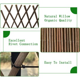 Helprise Expandable Willow Lattice Fence Panel Plant Support Garden Trellis Willow Trellis Fence for Climbing Plants Vine Ivy Rose Cucumbers Clematis Outdoors Garden Yard,36X92 Inch(4PC)