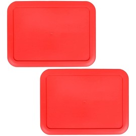 Klare Ware 6 Cup Replacement Lids/Covers for Pyrex 7211 & Klare Ware Rectangular Storage Bowls (Glass Containers Not Included) Microwave, Freezer & Top Rack Dishwasher Safe (2 Pack, Red)