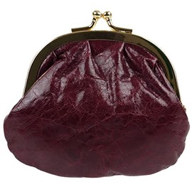 Oakridge Leather Ladies Compact Soft Clasp Coin Purse - Cherry