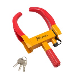 KNFRXO Security Trailer Wheel Lock Tires Anti Theft for Car SUV Boat Motorcycle Golf Cart Great Deterrent Bright Color with 3 Keys (Red-Yellow) Wheel Clamp Lock
