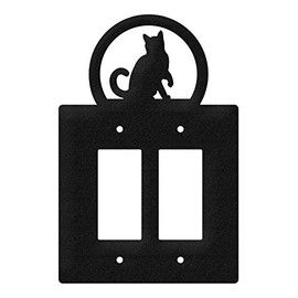 SWEN Products Cat Wall Plate Cover (Double Rocker, Black)