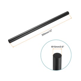 sourcing map Black Round ABS Plastic Rods 0.6-inch Diameter and 12-inch Length Rigid Insulation Opaque Plastic Rods for DIY Craft Model Making, 1 Pack