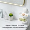 TAILI Double Layer Suction Soap Dishes for Bathroom, Max Hold