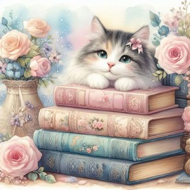 Diamond Painting Kits for Adults Cat Book Diamond Art Kits for Beginners DIY 5D Round Full Drill Diamond Paintings Gem Art Craft for Home Decor Gifts 12x12 inch