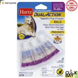 Hartz UltraGuard DualAction Flea & Tick Drops for Dogs & Puppies, 31-60 lbs.