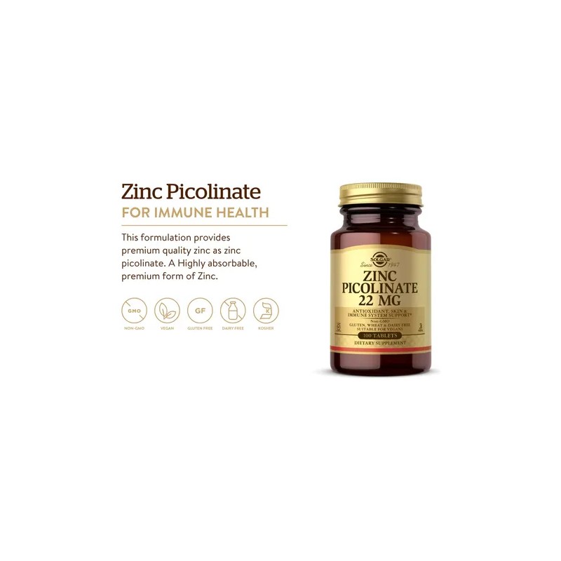 Zinc Picolinate Solgar 22mg 100tab