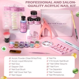 Acrylic Nail Kit For Beginners - 3-Color Powder (Clear/White/Pink)