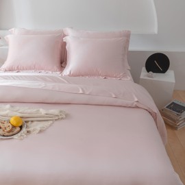 Oasis Bamboo Duvet Cover Set Cooling (Pink, Full/Queen)