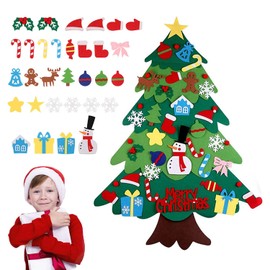 XPOOP Toddler Christmas Tree Felt Christmas Tree DIY Felt Christmas Tree for Kids with 32Pcs Detachable Ornaments DIY Christmas Tree Set Christmas Felt Tree Home Door Wall Christmas Decorations