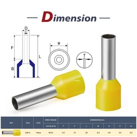 Chanzon 100pcs Wire Ferrule Terminals 10AWG(6.0mm²) Wire E6012 Terminal Ends Pure Copper Color Yellow PP Insulated