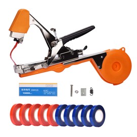 Yolando Plant Tying Machine Tape Tool for Tomatoes Peppers Grapes Cucumbers and Vining Vegetables Quickly and Easily Tie, Great for Gardeners Farmers, with Tapes, Spare Parts, Staples - Orange