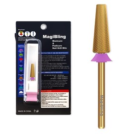 MagiBling 16mm Long Tapered Barrel Nail Drill Bits, 3/32'' Professional Cross Cut Tungsten Carbide Bit, Left and Right Hand Use, Manicure Cuticle Soft Hard Gel Polish Fast, Double Fine.