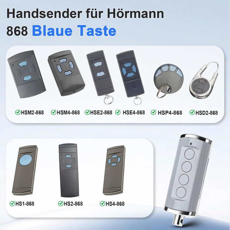 868,3 Garagentoröffner Handsender für Hörmann HSM4-868, 4 Taste Festcode handsender