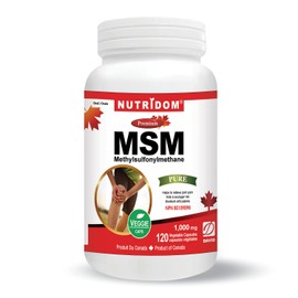 Nutridom MSM 1,000mg, Supports Joint Health, Methylsulfonylmethane Supplement, Non-GMO, Vegan, Gluten-Free, Dairy & Soy Free, (120 Veggie Capsules)