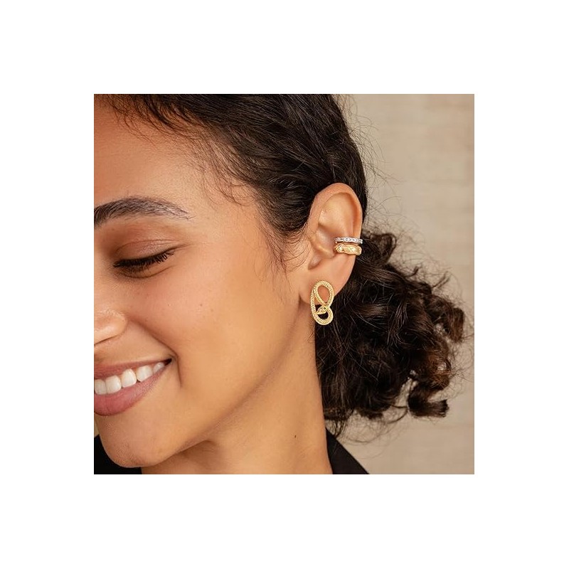 Jenosy Ear Cuff Gold Women's Non Piercing Open Wrap Earrings