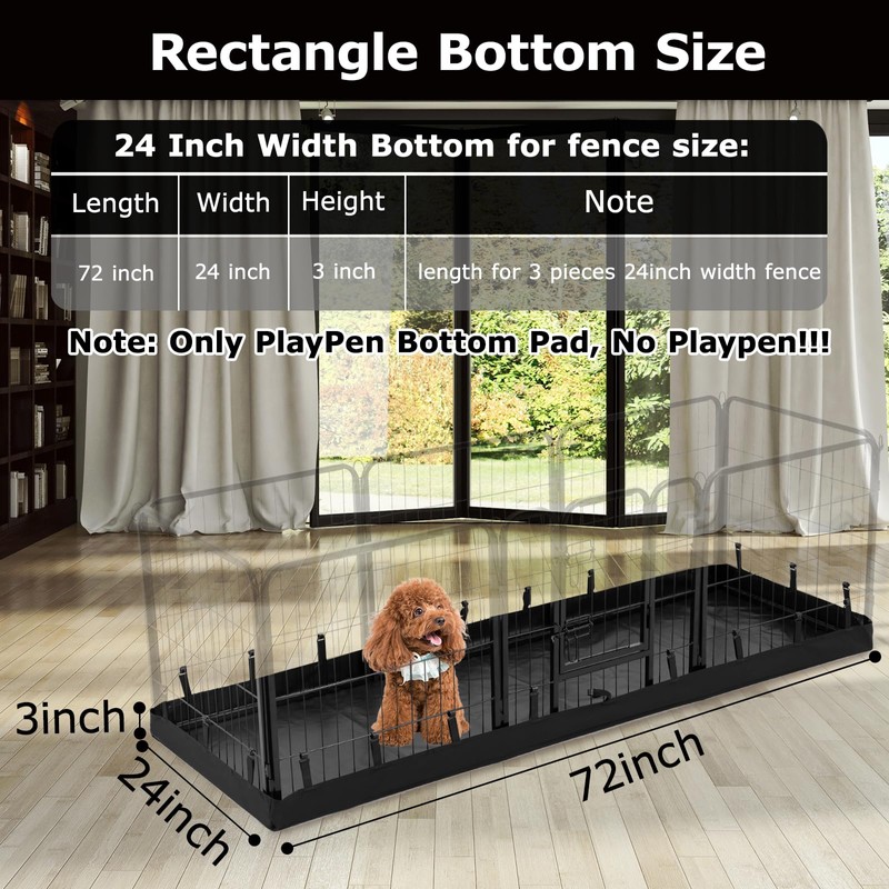 PJYuCien Rectangle Dog Playpen Bottom - Fits 8 Panels, 24''