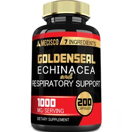 Mecisco Goldenseal Root Capsule Organic with Echinacea, Mullein Leaf, Plantain & More - 7 Premium Herbal Supports Immune System, Digestive Health, Smooth Breathing, and Body Management - 200 Capsules