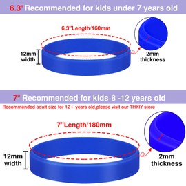 THXIY 50PCS 7'' Silicone Wristbands for Kids Teens, Kids Blank Silicone Wristbands Elastic Bracelets Rubber Bracelet Wrist bands bulk Party Teacher Supplies Boys Gilrs Education Activities-Blue