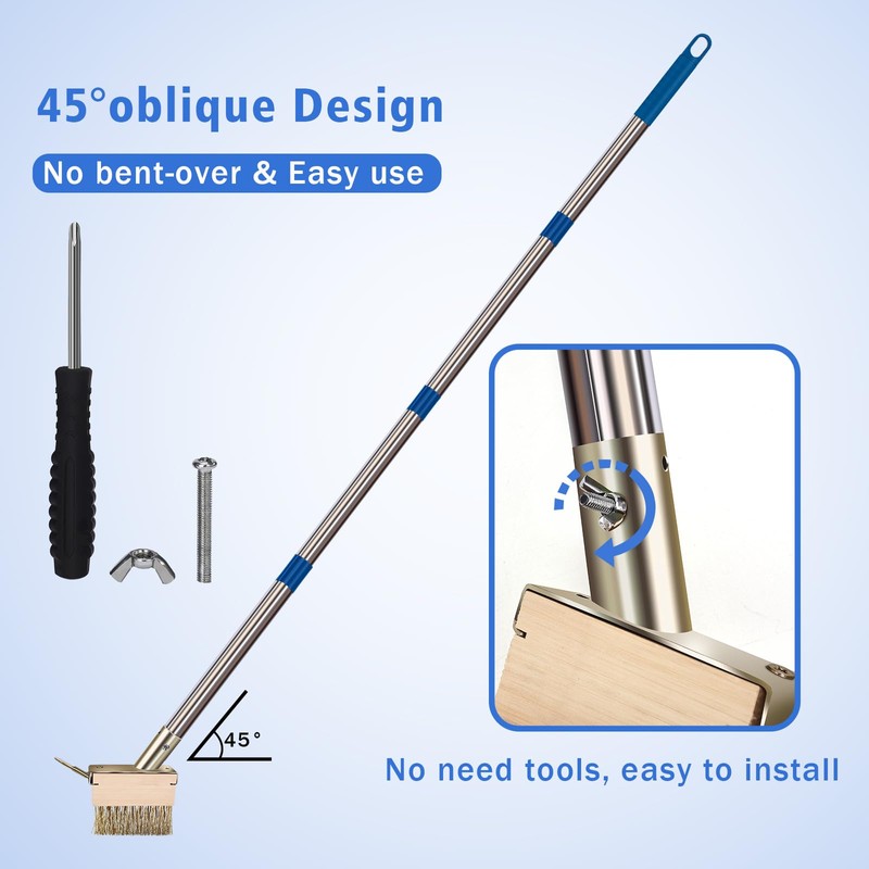 GHWMYD Moss Grout Remover Brush Tool with Detachable 64.9Inch Handle