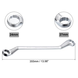 uxcell Offset Double Box End Wrench 24mm x 27mm Metric 12 Point High-carbon Steel Chrome Plated Box Wrenches