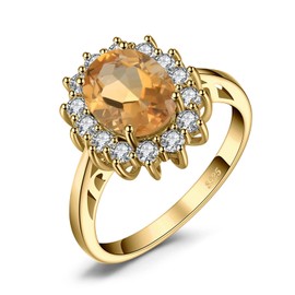 JewelryPalace Princess Diana Kate Middleton Gemstone Emerald Sapphire Topaz Amethyst Citrine Garnet Peridot Ruby Rings Engagement Ring Promise Ring Silver 925 Women's Jewellery Rose Gold Gold, Silver,