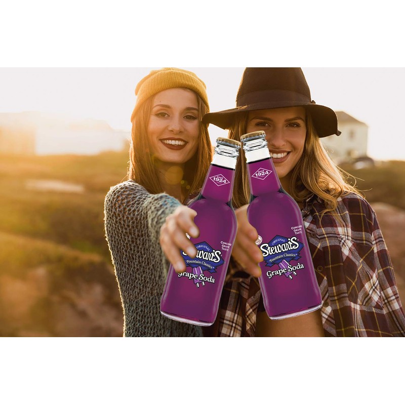 Stewart's Grape Soda, 12 fl oz (24 Glass Bottles)