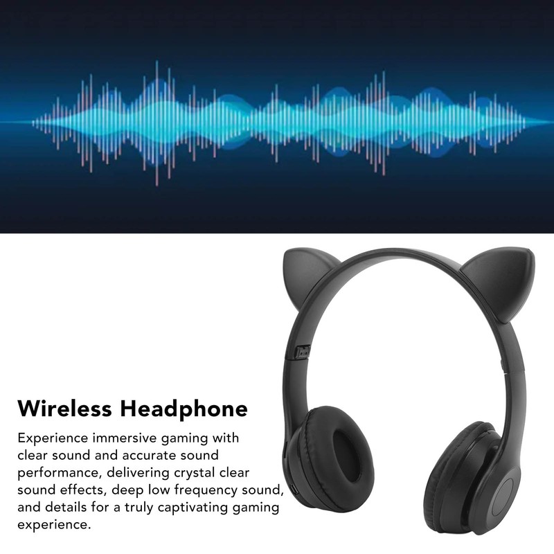 P47M Wireless Headphone Cute Cartoon Cat Ear LED Light 400mAh
