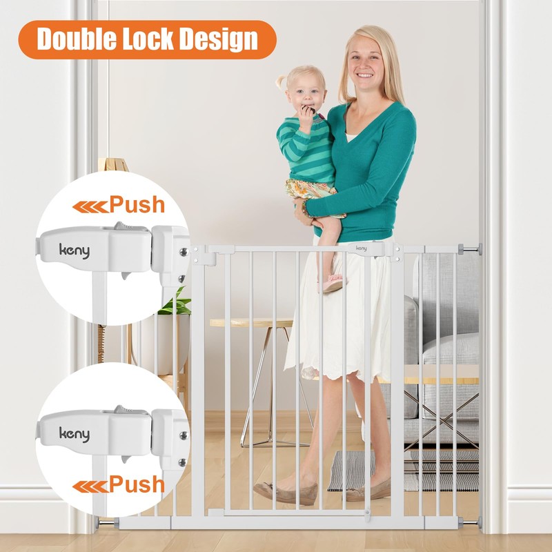 keny 29"-42.5" Baby Gate for Stairs, Auto Close Safety Dog