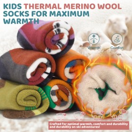 visionreast 2 Pairs Kids Merino Wool Ski Socks Knee-high Winter Warm Thermal Snow Socks for Toddler Boys Woodpecker M