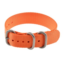 MZBUTIQ 22 mm Orange Thick Nylon Watch Strap Band Replacement for Men 3 Rings Matte Silver Buckle