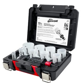 Disston QUICKCORE 13 pc Set - 3/4", 7/8", 1 1/8", 1-3/8", 1-1/2", 1-3/4", 2", 2 1/8",and 2-1/2" Hole Saws, & Quick Change Arbor, Part E0100231