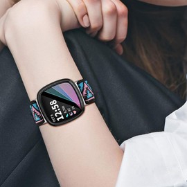 Compatible with TUYOMA Smartwatch Bands,Lamshaw 22mm Stretch Elastics Nylon Adjustable Replacement Strap Accessories for Men & Women Compatible for TUYOMA LW36 Smartwatch-1.32 Inches,Compatible with Truefree Watch GT2/GT1 Smartwatch (Bluepink)