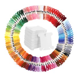 TEHAUX 100pcs Embroidery Floss Embroidery Thread Bobbins Cotton Strings for Crafts Cross and