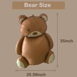 TUEPULL 35" Bear Foil Balloons for Birthday Anniversary Bear Theme Party Supplies