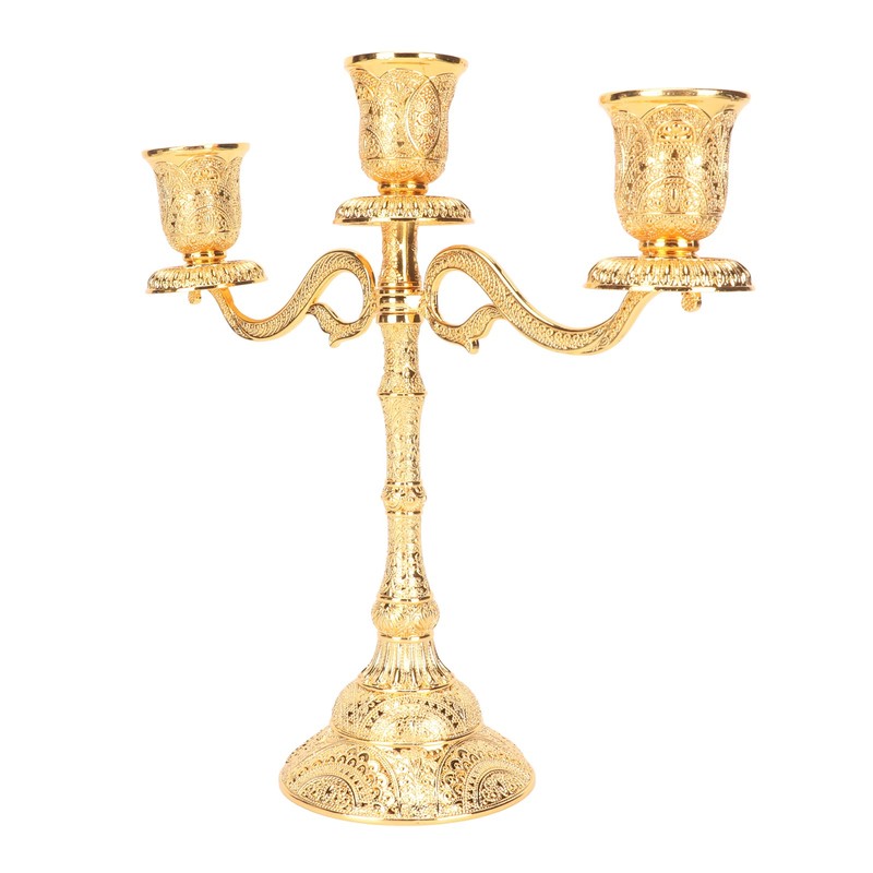 3 Arms Alloy Candelabra Vintage Style Elegant Candlestick Holder for