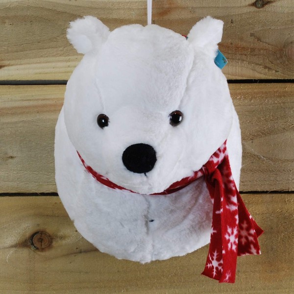 Toyland 452006 Wall Decoration | Plush Singing Polar Bear Head | White and Red | 32x27x26CM | Pack of 1 Accessory