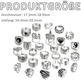 Vimmvid 29 Piece Ring Set, Y2k Accessories Decorating Emo Accessories, Ring Set Silver Men and Women Can Wear Jewellery, Silver Pattern Skull Flowers Snakes etc. (Silver), Synthesis, Does not contain